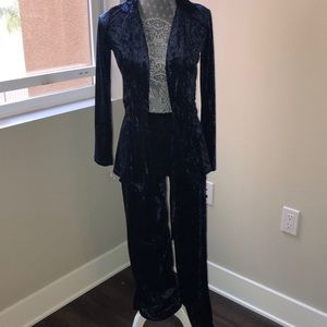 Navy Blue Velvet Pant Suit